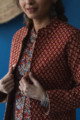 Image for Kusvaa Sjf26 Beige And Maroon Full Jacket Closeup 1