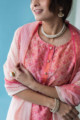 Image for Kusvaa Snkurta03 Salmon Pink Chanderi Kurta Dupatta Set Closeup 1