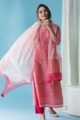 Image for Kusvaa Snkurta03 Salmon Pink Chanderi Kurta Dupatta Set Front 1