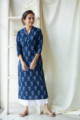Image for Kusvaa Taf34 Chambray Blue Regular Wear Kurta Front 1