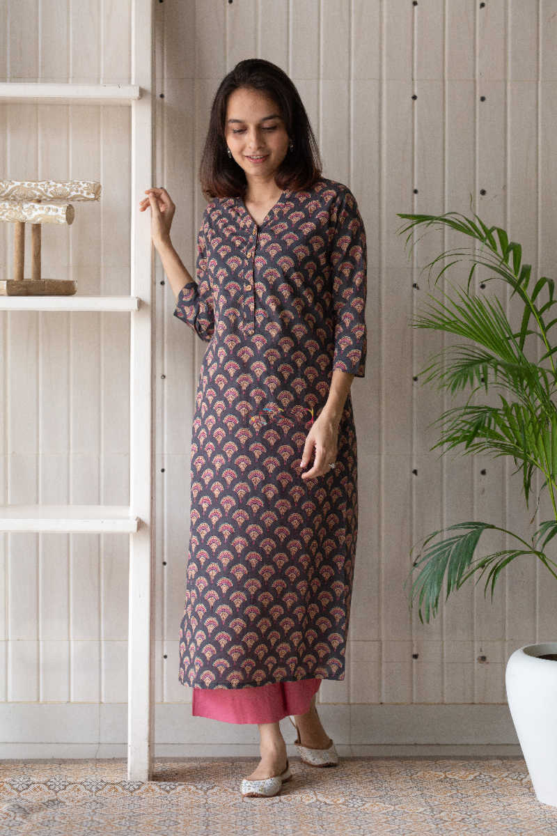 Image for Kusvaa Taf36 Ship Gray Regular Kurta Look 1