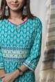 Image for Kusvaa Wa328a Pelorous Blue Kurta Pant Set Closeup 1