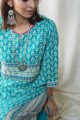 Image for Kusvaa Wa328a Pelorous Blue Kurta Pant Set Closeup