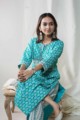 Image for Kusvaa Wa328a Pelorous Blue Kurta Pant Set Sitting 1
