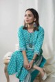 Image for Kusvaa Wa328a Pelorous Blue Kurta Pant Set Sitting 2