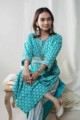 Image for Kusvaa Wa328a Pelorous Blue Kurta Pant Set Sitting 3