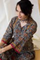 Image for Kusvaa Wa329a Kalamkari Multicolor A Line Kurta Closeup 1