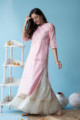 Image for Kusvaa Ws601 Blossom Pink Chanderi Strip Kurta Side 1