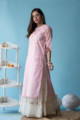 Image for Kusvaa Ws601 Blossom Pink Chanderi Strip Kurta Side