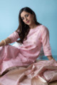 Image for Kusvaa Ws601 Blossom Pink Chanderi Strip Kurta Sitting 2
