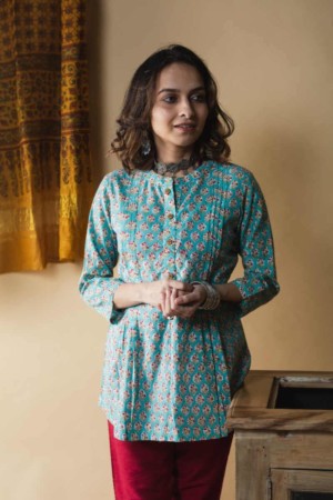 Image for Kusvaa Ws607 Smalt Blue Short Kurti Featured
