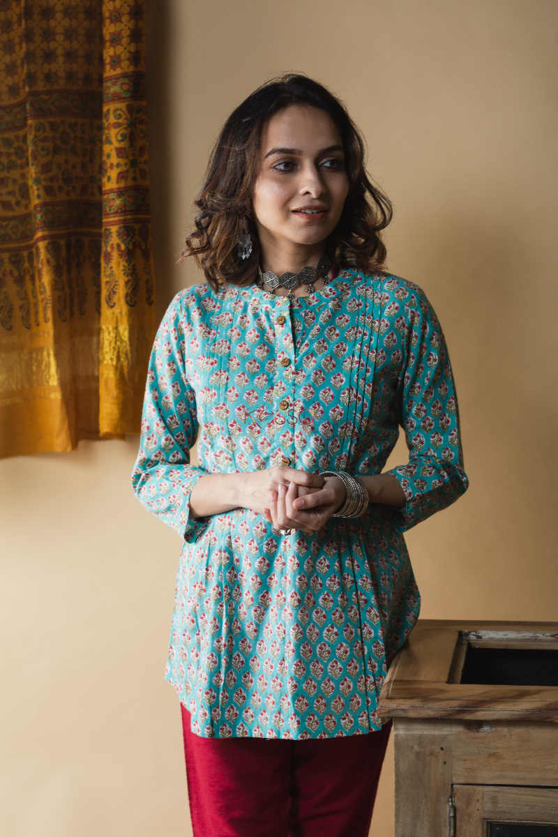 Image for Kusvaa Ws607 Smalt Blue Short Kurti Featured