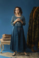 Image for Kusvaa Wsr128a Nandor Indigo A Line Kurta Pant Set Front