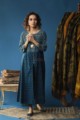 Image for Kusvaa Wsr128a Nandor Indigo A Line Kurta Pant Set Look 1