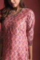 Image for Kusvaa Wsr143 Petite Orchid Chanderi Block Print Kurta Closeup 1