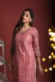 Image for Kusvaa Wsr143 Petite Orchid Chanderi Block Print Kurta Front