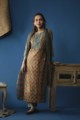 Image for Kusvaa Wsr147 Olive Green Mustard Kurta And Kota Dupatta Set Front