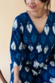 Image for Kusvaa Aep07 Midnight Blue Regular Kurta Closeup
