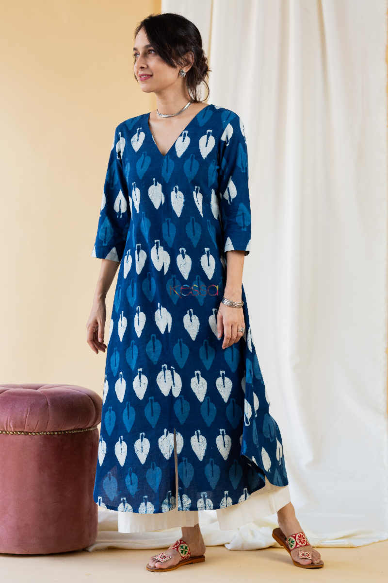 Image for Kusvaa Aep07 Midnight Blue Regular Kurta Look