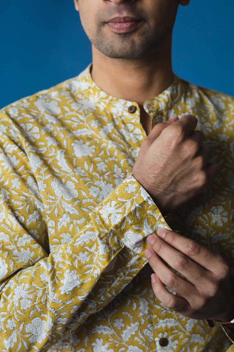Image for Kusvaa Awk12 Chalky Yellow Full Sleeves Shirt Closeup
