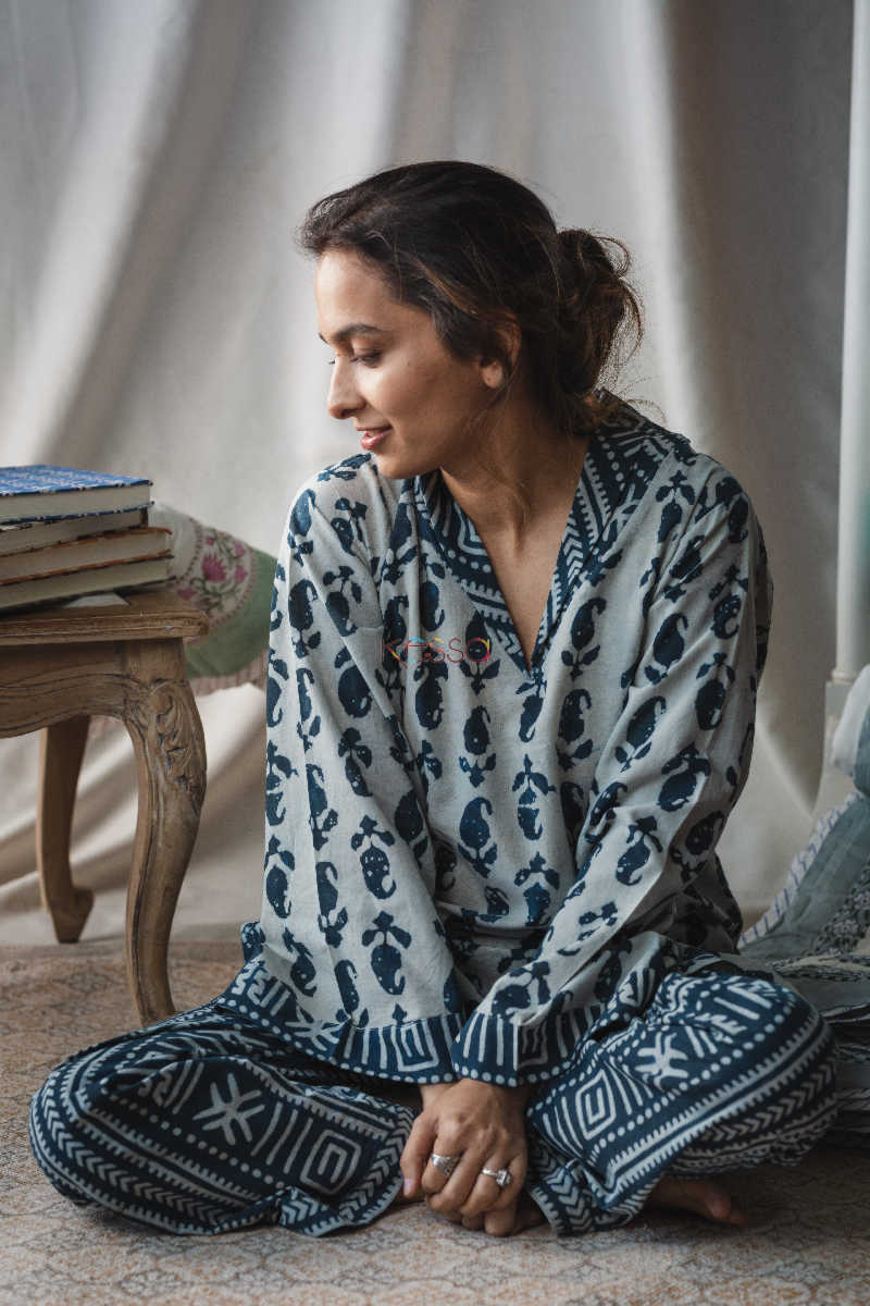 Image for Kusvaa De36 Indigo Jammies Set Sitting 1