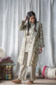 Image for Kusvaa De39 Gray Olive Handblock Print Cape Night Suit 1 Front