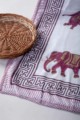 Image for Kusvaa Kad37 Cosmic Pink Mughal Elephant Boota Dohar Closeup