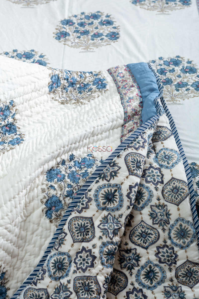 Image for Kusvaa Kpb28 Wedgewood Block Print Double Bedsheet Closeup 1