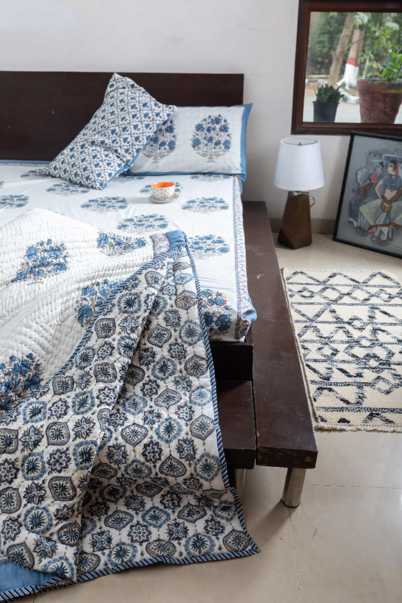 Image for Kusvaa Kpb28 Wedgewood Block Print Double Bedsheet Featured