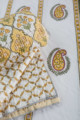 Image for Kusvaa Kpb29 Saffron Yellow Block Print Double Bedsheet 1 Front