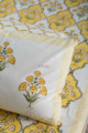 Image for Kusvaa Kpb30 Saffron Block Print Double Bedsheet Closeup