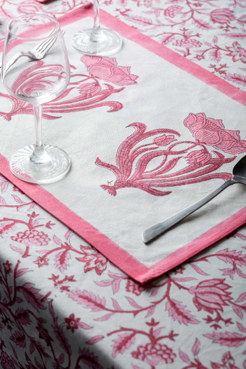 Image for Kusvaa Ktc01 Kamal Jaal Block Print Table Cover Closeup