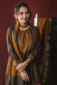 Image for Kusvaa Kuoj134 Korma Brown Tussar Kurta Dupatta Set Closeup 3