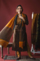 Image for Kusvaa Kuoj134 Korma Brown Tussar Kurta Dupatta Set Front