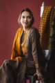 Image for Kusvaa Kuoj134 Korma Brown Tussar Kurta Dupatta Set Sitting