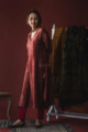 Image for Kusvaa Kuoj137 Maroon Hand Block Mashru Silk Kurta Side