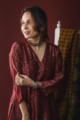 Image for Kusvaa Kuoj137 Maroon Hand Block Mashru Silk Kurta Top