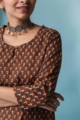 Image for Kusvaa Taf37 Congo Brown Regular Kurta Closeup 1