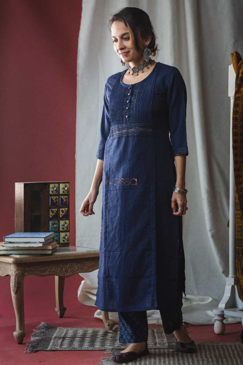 Image for Kusvaa Vcr01 Cloud Burst Kurta Pant Set Look 1