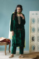 Image for Kusvaa Ve07 Green Pea Velvet Kurta Pant With Dupatta Front