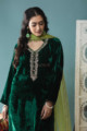 Image for Kusvaa Ve07 Green Pea Velvet Kurta Pant With Dupatta Look 1