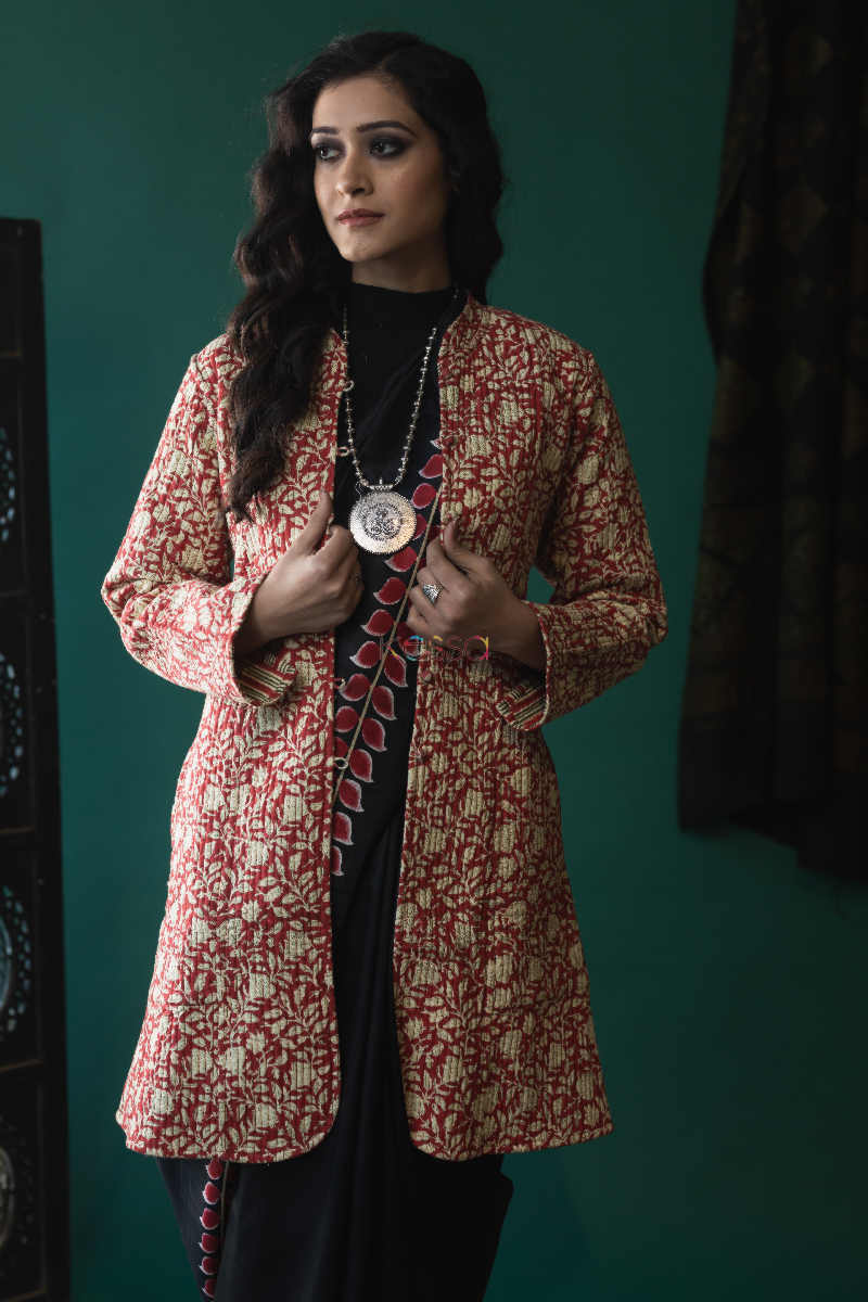 Image for Kusvaa Vjf02 Elsalva Red Double Side Full Quilted Jacket Front 1