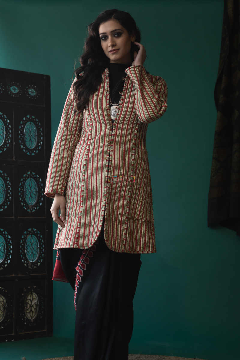 Image for Kusvaa Vjf02 Elsalva Red Double Side Full Quilted Jacket Front