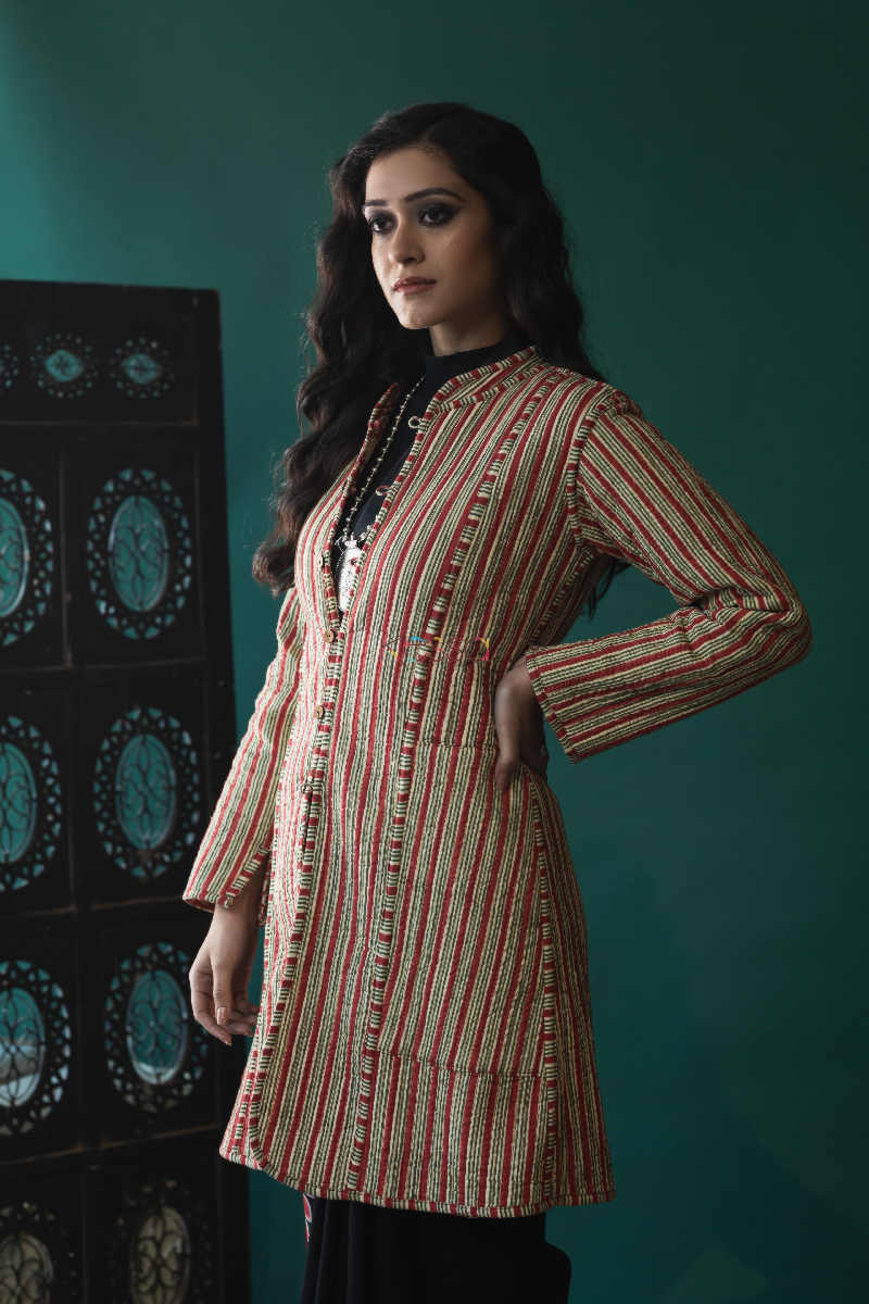 Image for Kusvaa Vjf02 Elsalva Red Double Side Full Quilted Jacket Side 1