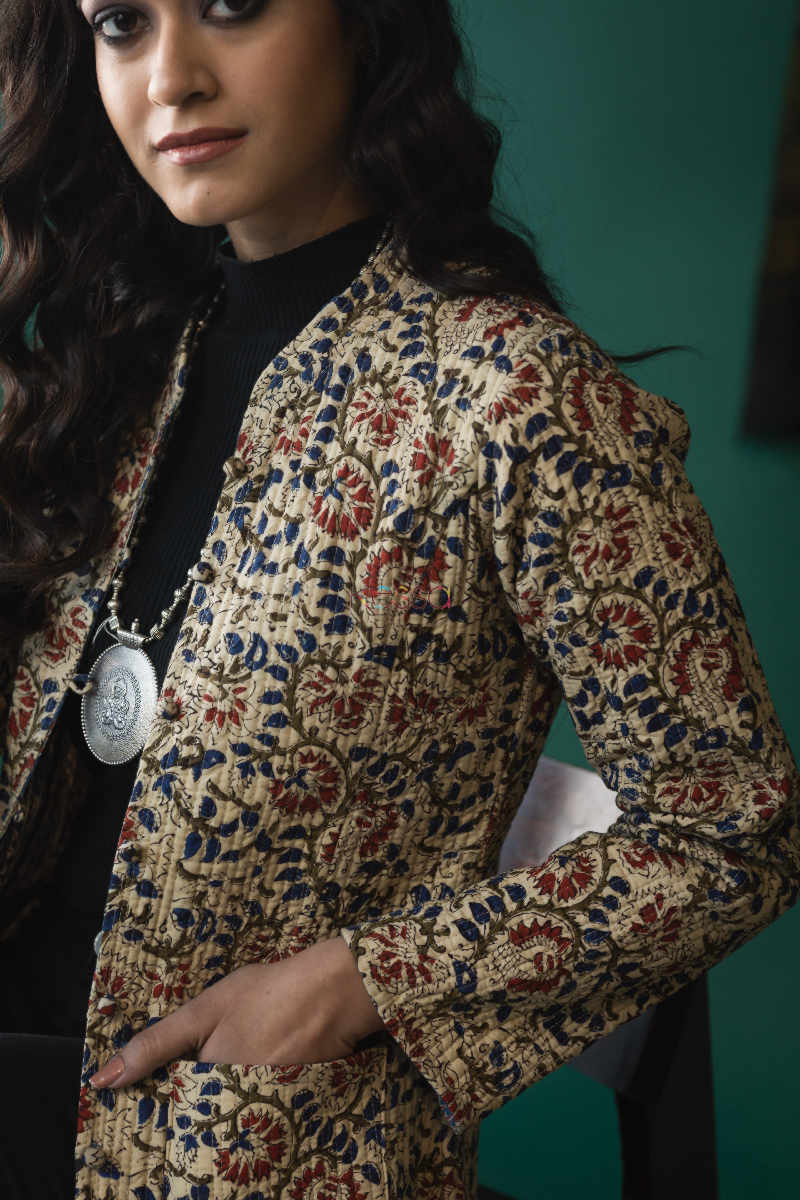 Image for Kusvaa Vjf05 Gray Olive Double Side Full Sleeves Jacket Closeup