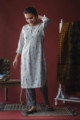 Image for Kusvaa Ws608 Black And Grey South Cotton Kurta Pant Set Look