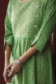 Image for Kusvaa Ws610 Dingley Green A Line South Cotton Kurta Closeup 2