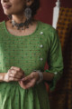 Image for Kusvaa Ws610 Dingley Green A Line South Cotton Kurta Closeup