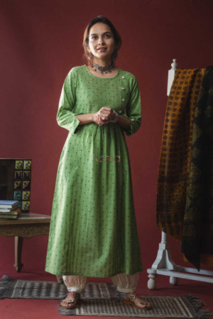 Image for Kusvaa Ws610 Dingley Green A Line South Cotton Kurta Featured