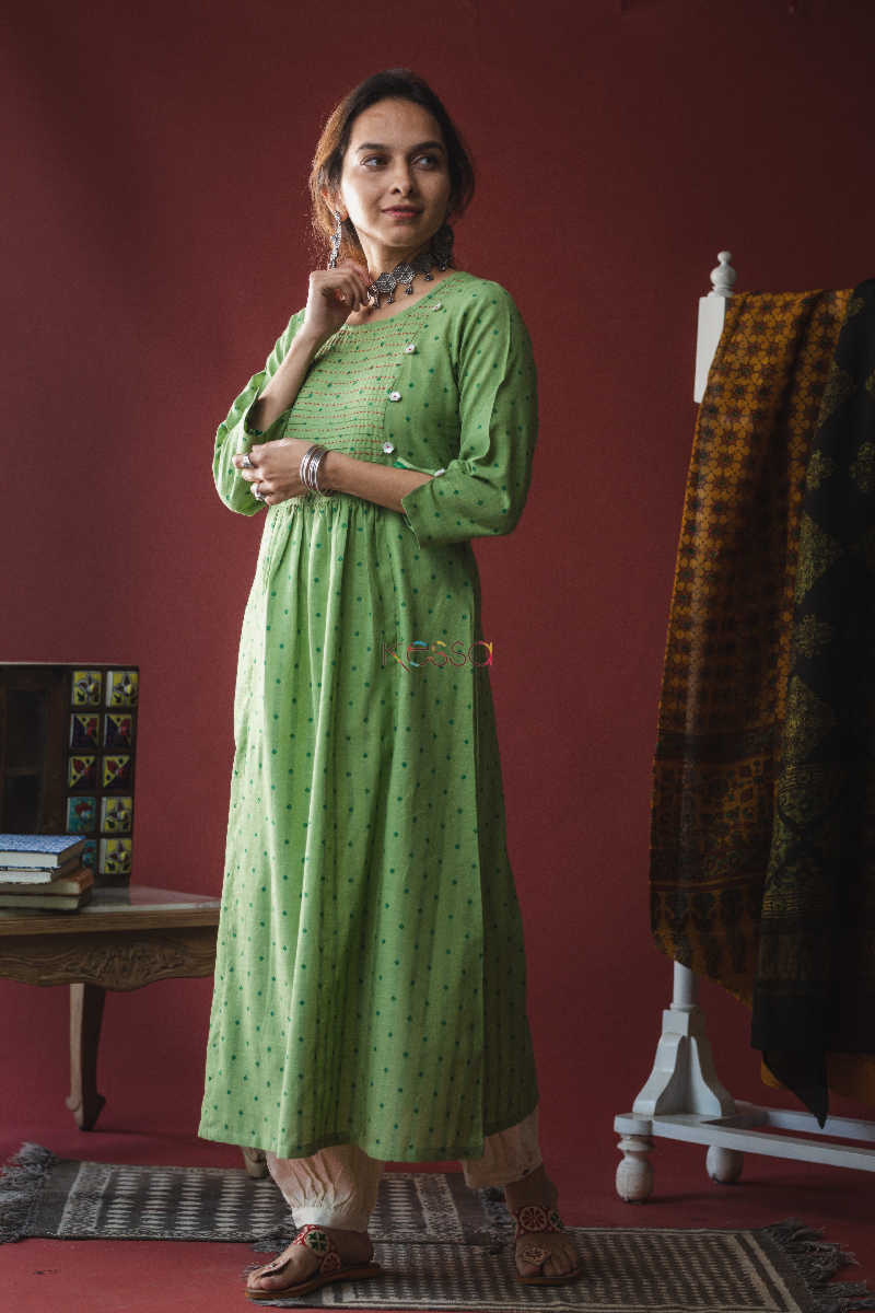Image for Kusvaa Ws610 Dingley Green A Line South Cotton Kurta Side